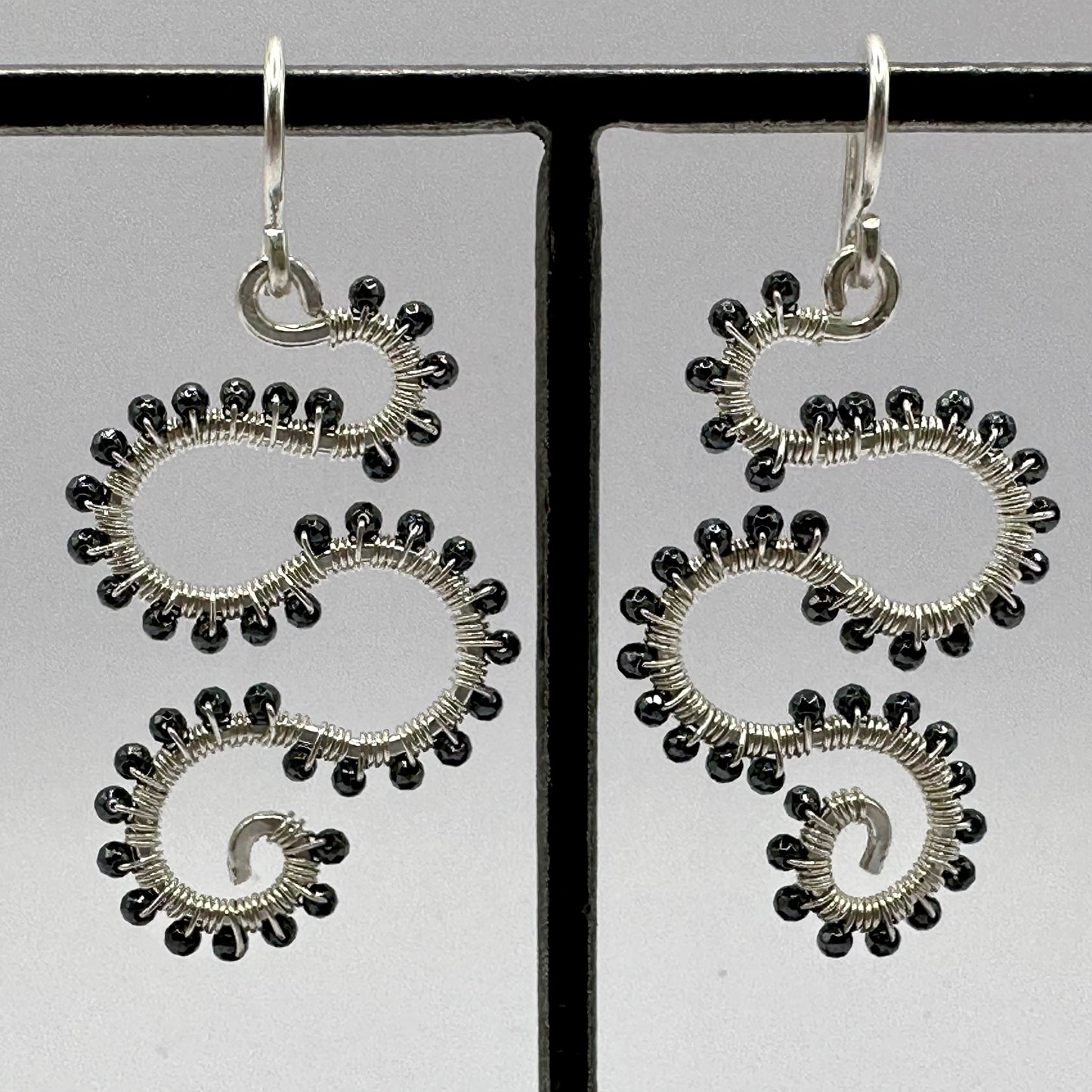 Hand-Hammered Snake Dangles: Hematite